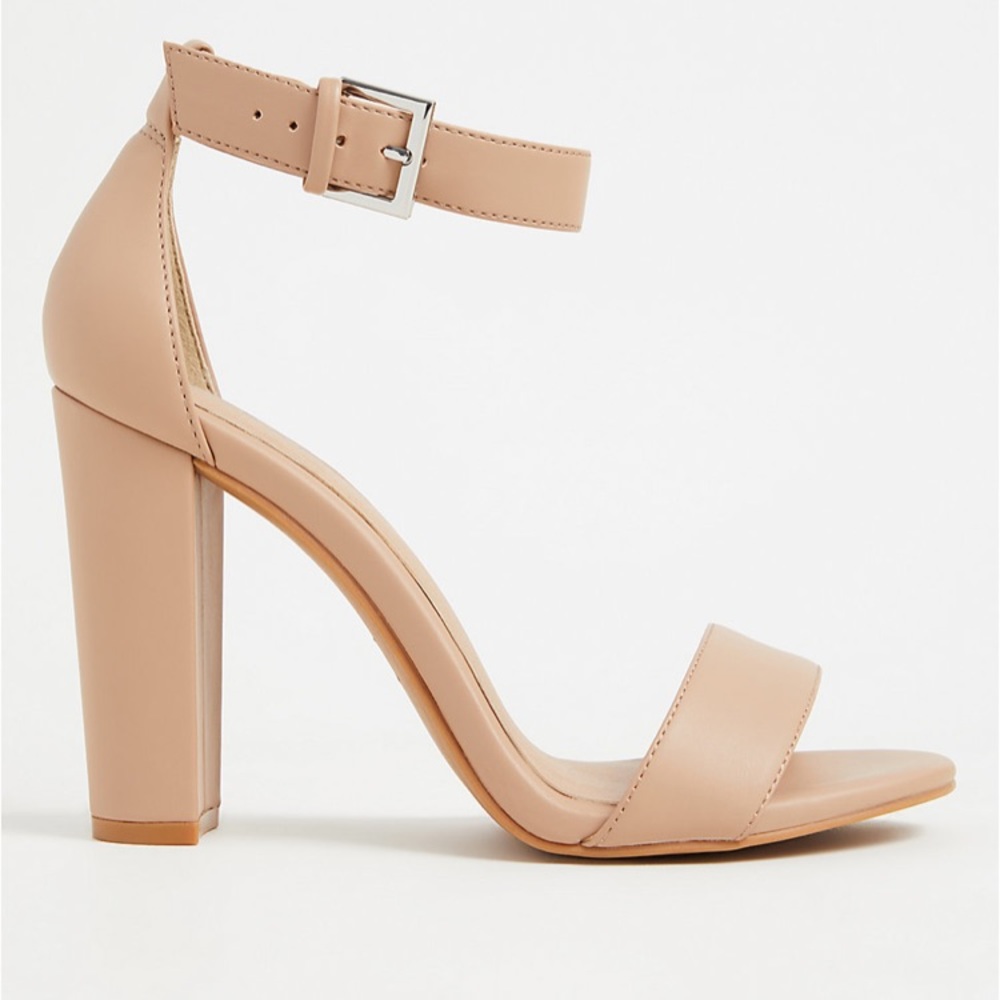 SOLD TORRID 4" Nude Ankle Strap Tapered Heel